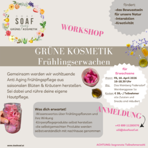 Grüner Kosmetik Workshop | Anti Aging Frühlingspflege